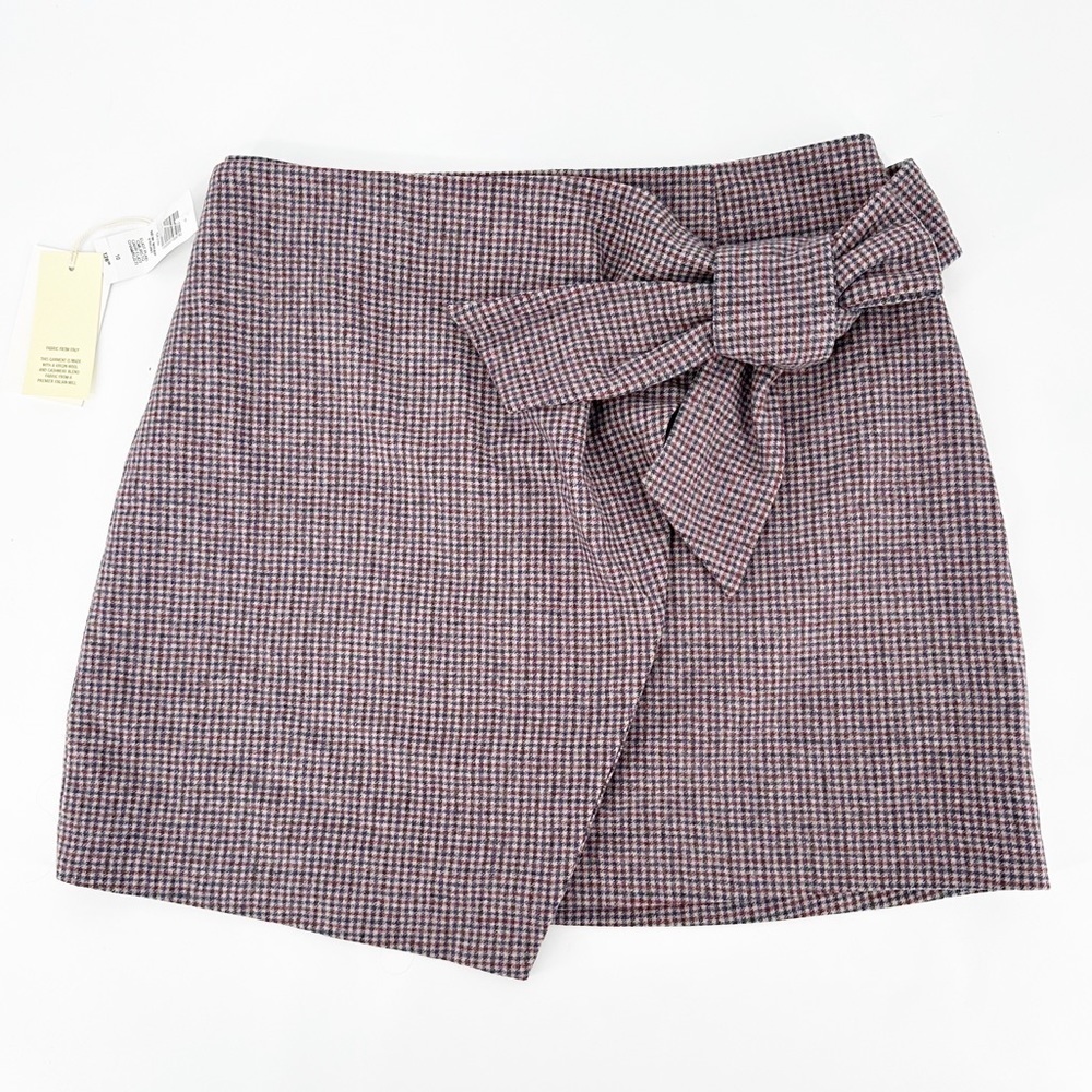 NWT Aritzia Wilfred Cashmere Wool Eliot Plaid Wrap Skirt Size 10
